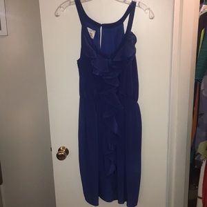 Suzi Chin Maggie Boutique blue silk ruffle dress 6